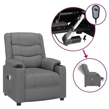 Massagesessel Elektrisch Grau Kunstleder