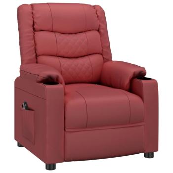 Massagesessel Elektrisch Weinrot Kunstleder