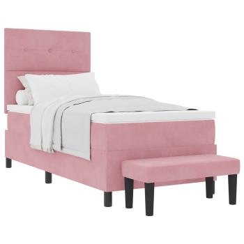 ARDEBO.de - Boxspringbett mit Matratze & Bank Pink 100x200 cm Samt