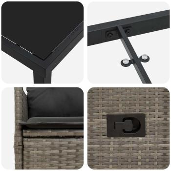 7-teilige Garten-Essgruppe mit Kissen Grau Poly-Rattan