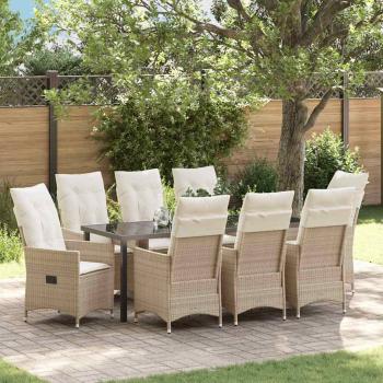 ARDEBO.de - Garten Essgruppe 9 stk. Beige Poly-Rattan