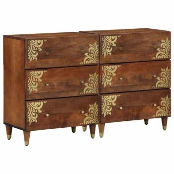 ARDEBO.de - Sideboards 2 Stück Honigbraun 60x33.5x75 cm Massivholz Mango, Sideboard 60x33x75 cm Massivholz Mango