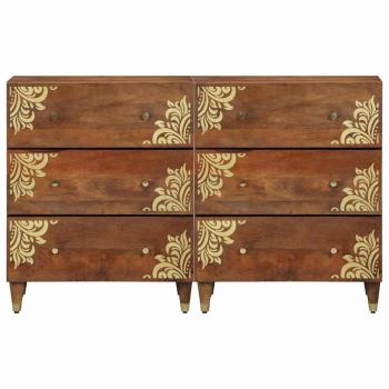 Sideboards 2 Stück Honigbraun 60x33.5x75 cm Massivholz Mango, Sideboard 60x33x75 cm Massivholz Mango