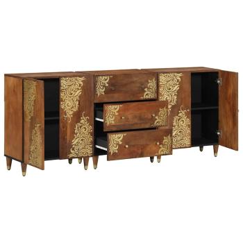 3-teiliges Badezimmermöbel Set aus massivem, grobem Mangoholz, Sideboard 60x33x75 cm aus massivem Mangoholz