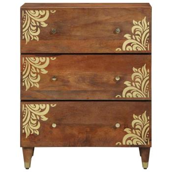 3-teiliges Badezimmermöbel Set aus massivem, grobem Mangoholz, Sideboard 60x33x75 cm aus massivem Mangoholz