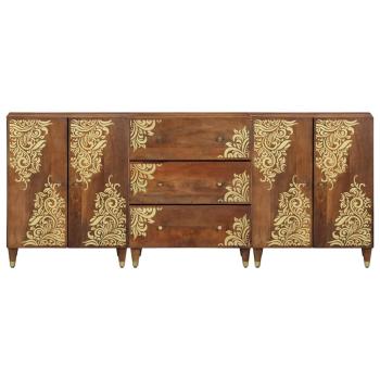 3-teiliges Badezimmermöbel Set aus massivem, grobem Mangoholz, Sideboard 60x33x75 cm aus massivem Mangoholz