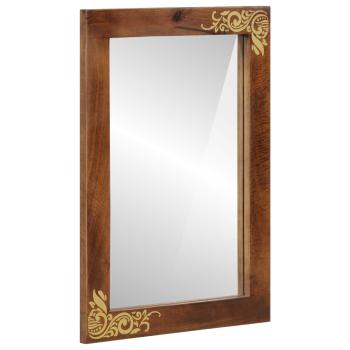 2-teiliges Badmöbel Set aus massivem Mangoholz, Badschrank 62x33x58 cm aus massivem Mangoholz, Badezimmerspiegel 50x70x3 cm aus massivem Mangoholz