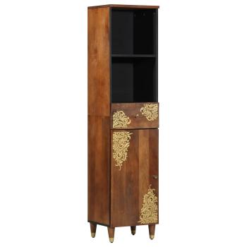 3-teiliges Badezimmermöbel Set aus massivem Holz Mango, Waschbecken-Schränke 62x33x58 cm aus massivem Holz Mango, Spiegel 50x70x3 cm aus massivem Holz Mango, Sideboard 38x33x160 cm aus massivem Holz Mango