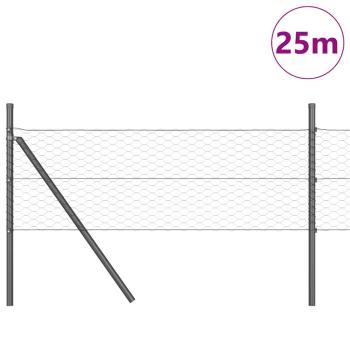 Bodenmontierter Sechseckzaun 25 x 0,8 m PVC-beschichteter Stahl