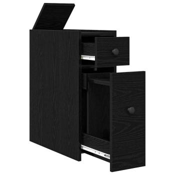 Schmaler Badezimmerschrank mit Rollen Schwarzes Eichen-Laminat