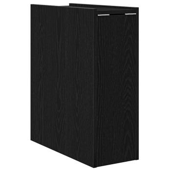 Schmaler Badezimmerschrank mit Rollen Schwarzes Eichen-Laminat