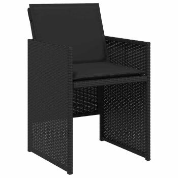 5-teiliges Garten-Esstischset mit Kissen Schwarz Poly-Rattan, Gartentisch Schwarz 140x80x73 cm Temperiertes Glas