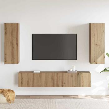 4-teiliges TV Schrank Set Wandmontiert Artisan Eiche Holzwerkstoff