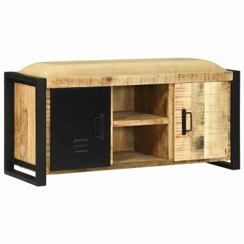 Bankschrank 100x35x50 cm Massivholz Grobes Mangoholz