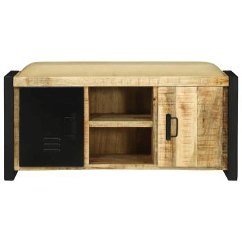 Bankschrank 100x35x50 cm Massivholz Grobes Mangoholz