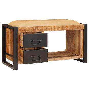 Stauraumbank mit Canvas 80x35x40 cm Massivholz Mango