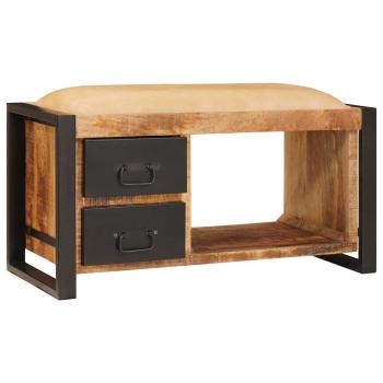 Stauraumbank mit Canvas 80x35x40 cm Massivholz Mango