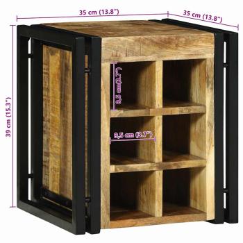 Weinregal 34,5 x 35 x 39 cm aus massivem rohen Mango