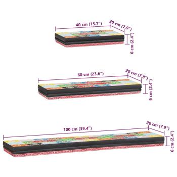 3-teiliges Wandregal-Set 100x20x6 cm aus Mangoholz