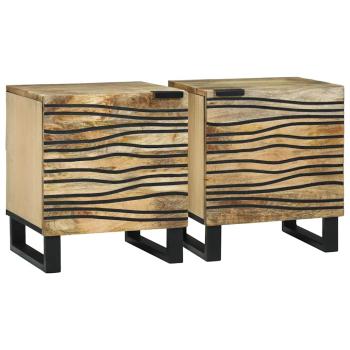 ARDEBO.de - Nachttische 2 Stück 40x33.5x46 cm Massivholz Mango