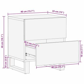 Nachttische 2 Stück 40x33.5x46 cm Massivholz Mango und Spanplatte