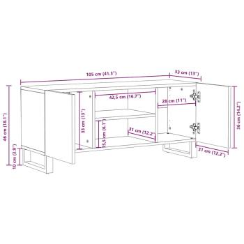 TV-Schrank 105x33,5x46 cm Massivholz Mango und engineered Holz