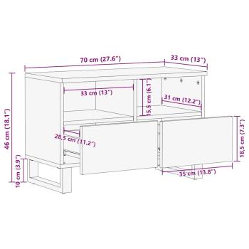 TV Schrank 70x33.5x46 cm Massivholz Mango