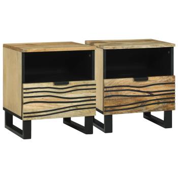 ARDEBO.de - Nachttische 2 Stück 40x33x46 cm Massivholz Mango