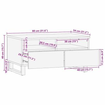 Couchtisch 80x54x40 cm aus massivem Mangoholz
