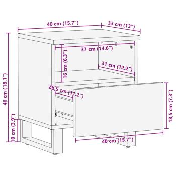 Nachttisch 40x33x46 cm Massivholz Walnuss