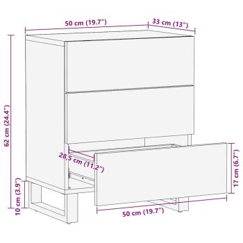 Nachttisch 50x33x60 cm aus massivem Mangoholz & engineered Wood