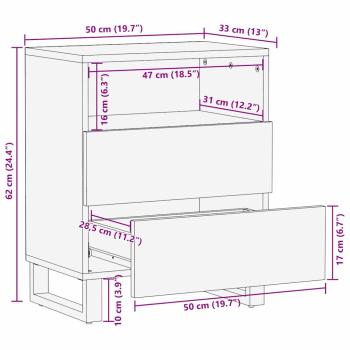 Nachttisch 50x33x60 cm Massivholz Mango & MDF