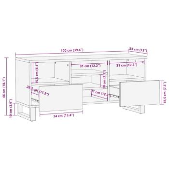 TV-Schrank 100x33,5x46 cm Aus Massivholz Mangou&Holzwerkstoff