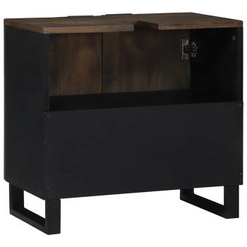 Waschbeckenunterschrank Walnuss Massivholz, Metall Mittel Schlank