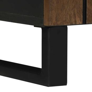 Waschbeckenunterschrank Walnuss Massivholz, Metall Mittel Schlank