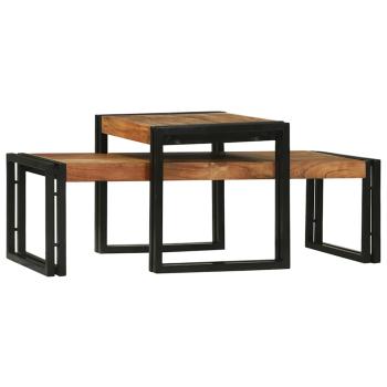 2-teiliges Couchtisch-Set aus massivem Akazienholz