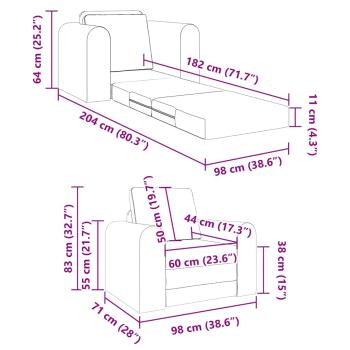 Boden Schlafsofa 2-in-1 Schwarz 98x71x83 cm Velvet