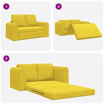 Boden-Sofa-Bett 2-in-1 Gelb 148x71x83 cm Velvet