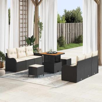 ARDEBO.de - Garten-Sofa-Set 9 stk. 8-Sitzanzahl Schwarz und Creme