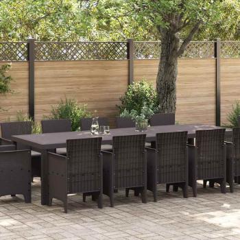 ARDEBO.de - 13-teiliges Garten Essset mit Kissen Braun Poly-Rattan, Gartentisch Braun 150x100x73 cm Poly-Rattan, Gartenstühle mit Kissen 4 Stück Braun Poly-Rattan