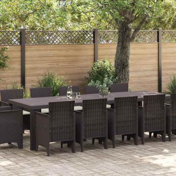 ARDEBO.de - 13-teiliges Garten Esszimmer Set mit Kissen Braunes Poly Rattan, Gartentisch Braun 150x100x73 cm Poly Rattan, Gartenstühle mit Kissen 4 Stück Braun Poly Rattan
