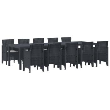 ARDEBO.de - 11-teiliges Garten Essset mit Kissen Anthrazit Poly Rattan, Gartentisch Anthrazit 150x100x73 cm Poly Rattan, Gartenstühle mit Kissen 2 Stück Anthrazit Poly Rattan, Gartenstühle mit Kissen 4 Stück Anthrazit Poly Rattan