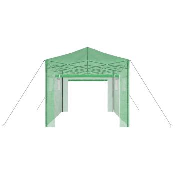 Gewächshaus zum Betreten mit aufklappbarem Rahmen Grün 430x290x315 cm Stahl