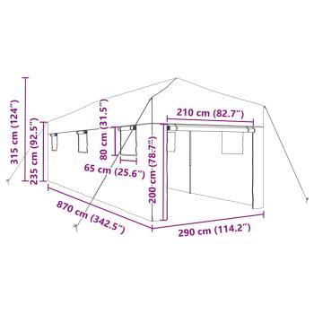 Walk-in Gewächshaus mit Pop-up-Rahmen Grün 870x290x315 cm Stahl