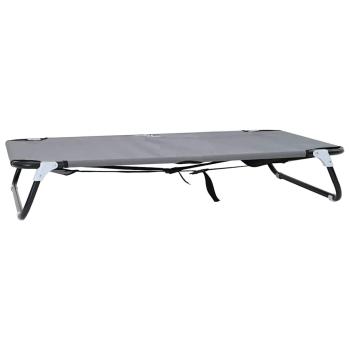 Hundebett Faltbar Hellgrau Metallrahmen, Stoffbett 90 x 55 x 18 cm