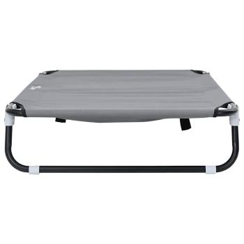 Hundebett Faltbar Hellgrau Metallrahmen, Stoffbett 90 x 55 x 18 cm