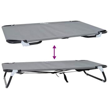 Hundebett Faltbar Hellgrau Metallrahmen, Stoffbett 90 x 55 x 18 cm