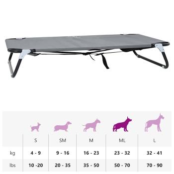 Hundebett Faltbar Hellgrau Metallrahmen, Stoffbett 90 x 55 x 18 cm