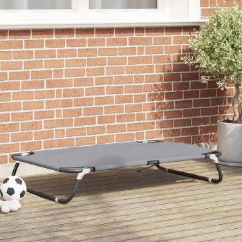 ARDEBO.de - Faltbares Hundebett Hellgrau Metallrahmen, Polyesterbett