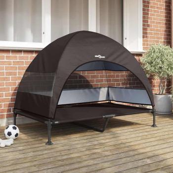 ARDEBO.de - Erhöhtes Hundebett mit abnehmbarem Dach Braun XL Stahl